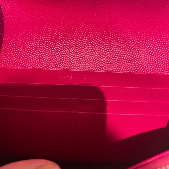 ❌SOLD❌AUTHENTIC YSL Saint Laurent Leather Wallet on Chain WOC Hot Pink Crossbody - Picture 6 of 9